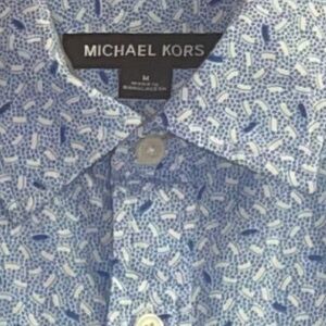 Michael Kors Blue Classic Fit Men’s Size Medium Short Sleeve Button Down Shirt